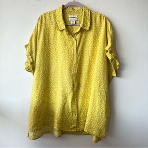 Rachel Zoe Yellow and White Polka Dot Linen Shirt